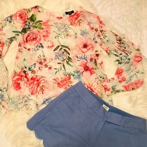 Vici long sleeve floral flounce blouse